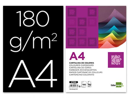 Cartolina liderpapel din a4 180 gr preto pack de 100 unidades , Liderpapel , 24583 , 8423473245839